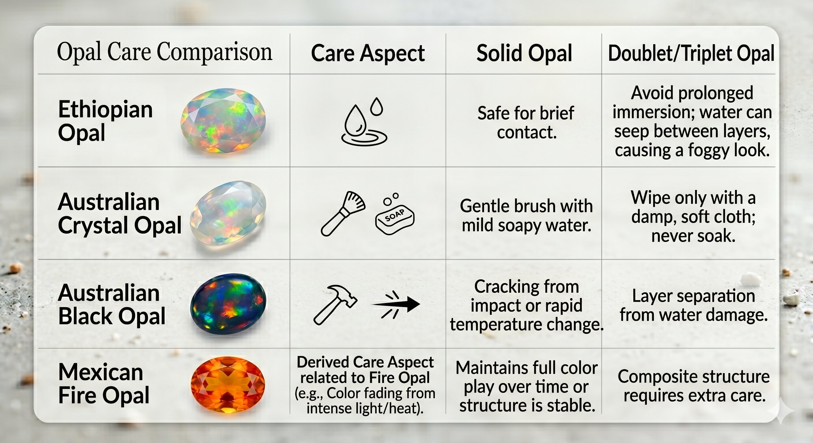 Caring for an opal engagement ring